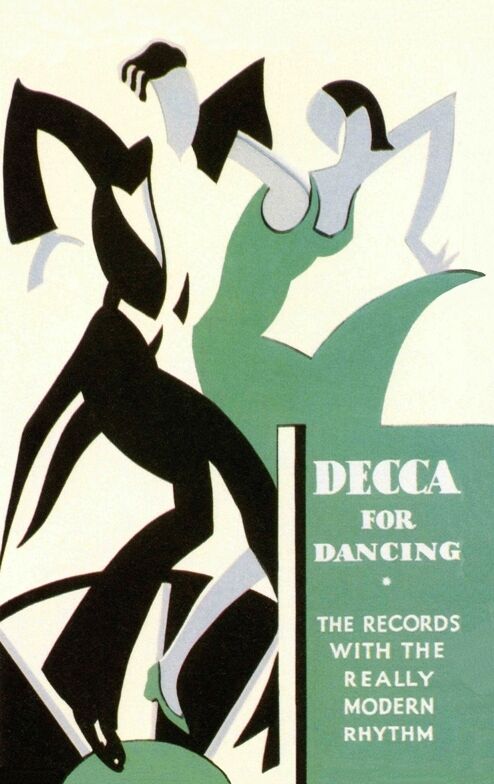 1920'S DANCING FLAPPERS ADVERTISEMENT FOR DECCA RECORDS  A3 POSTER REPRINT