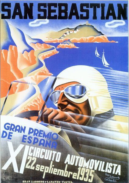 1935 Spanish Grand Prix Motor Racing Poster A3/A2/A1 Print