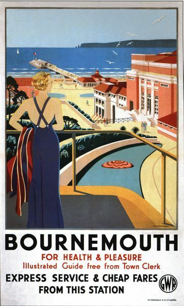 Vintage GWR Bournemouth Health and Pleasure Railway Poster A3/A2/A1 Print