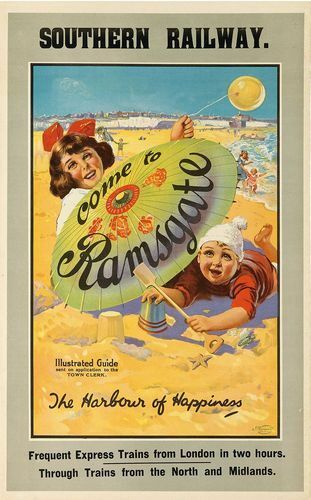 Vintage Southern Rail Ramsgate Harbour of Happiness Railway Poster Print A3/A4