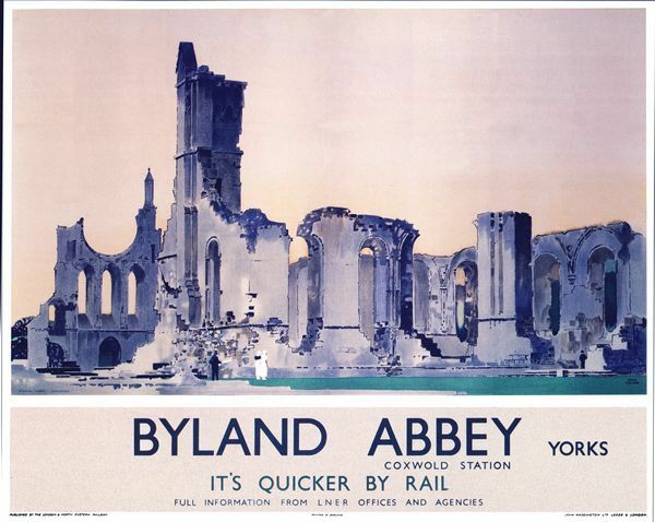 Vintage LNER Byland Abbey Coxwold Yorkshire Railway Poster A3 Print