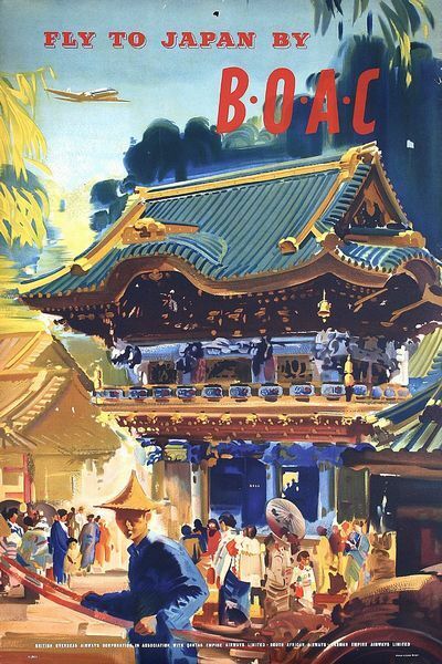 Vintage BOAC Flights to Japan Poster  A3 Print