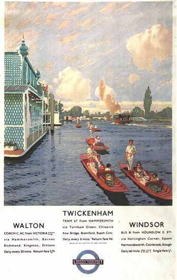 Vintage Twickenham Walton Windsor Thames Tourism Poster A3 Print