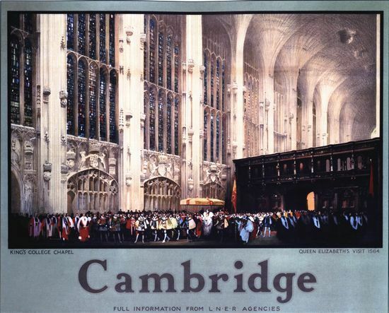 Vintage LNER Cambridge Kings College Railway Poster A3/A2/A1 Print