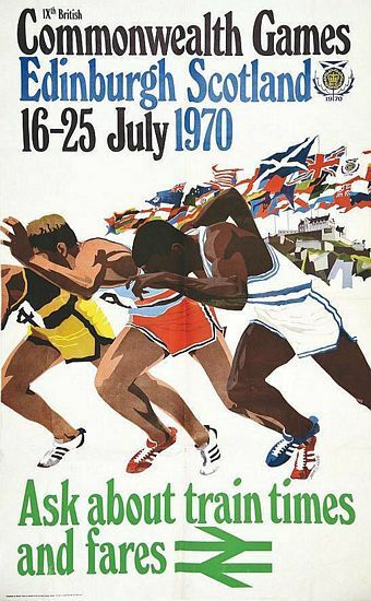 Vintage British Rail 1970 Edinburgh Commonwealth Games Railway Poster A3 Print