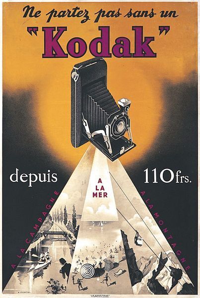 Vintage French Kodak Camera Advertisement Poster   A3 Print