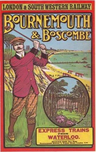 1890's LSW Railway Bournemouth Poster A3 Reprint