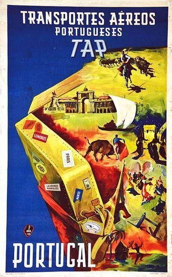 Vintage TAP Portugal Airline Poster A3 Print