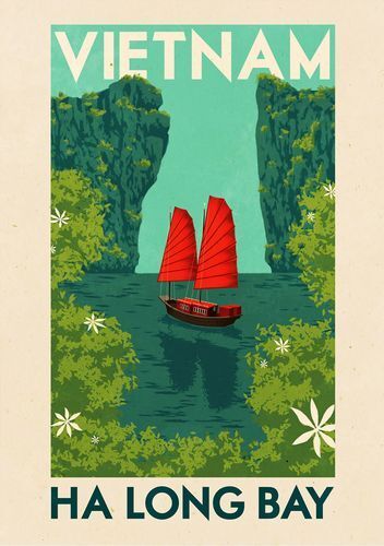 Vintage Halong Bay Vietnam Tourism Poster Print A3/A4