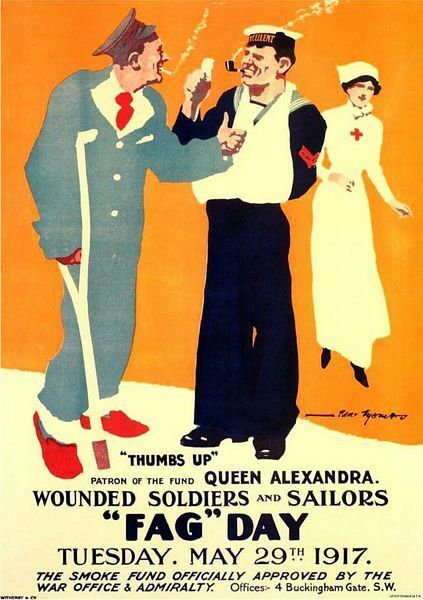 Vintage World War One British Fag Day Cigarettes For Military  Poster A3 Print