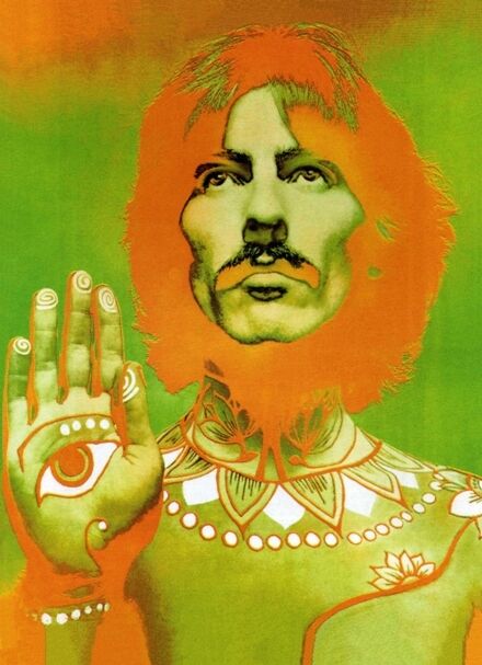 PSYCHEDELIC BEATLES PHOTO PORTRAIT GEORGE HARRISON 2 OF 4 SET A3 POSTER  REPRINT