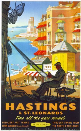 1950's British Rail Hastings Railway Poster A3 Reprint