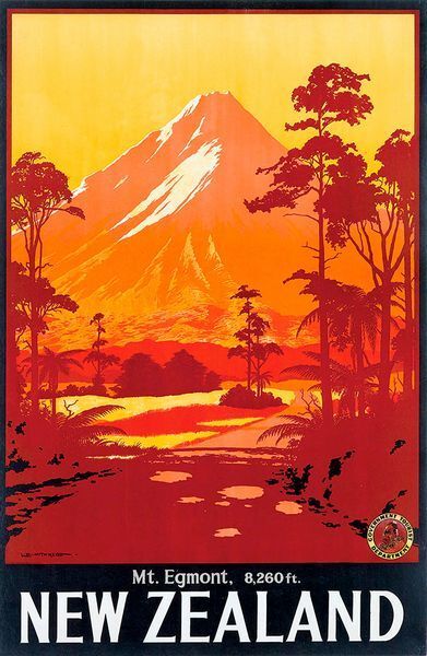 Vintage New Zealand Mount Egmont Tourism Poster A3 Print