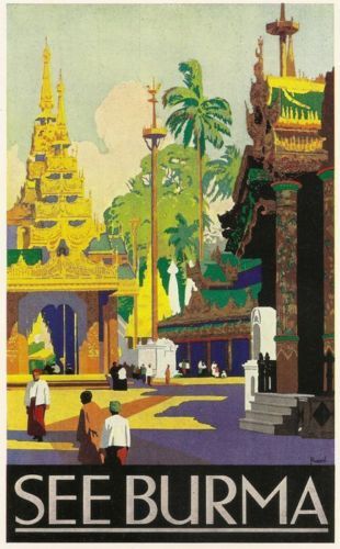 1930's Visit Burma Tourism A3 Poster Reprint