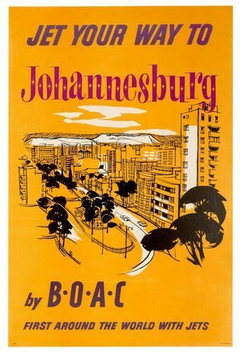 Vintage BOAC Flights To Johannesburg Airline Poster Print A3/A4