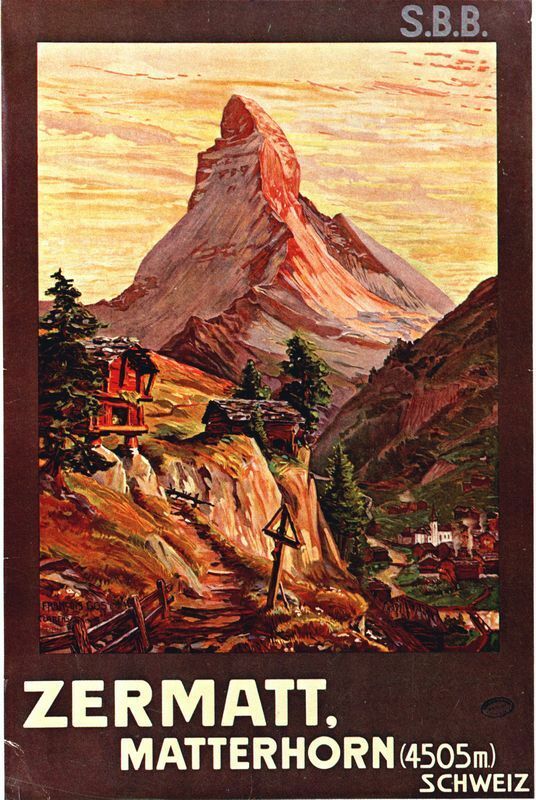 Vintage Swiss Railways Zermatt Matterhorn Poster A3/A2 Print