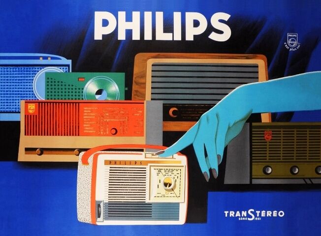 MID CENTURY 1950'S / 60'S VINTAGE PHILIPS RADIOS ADVERTISEMENT A3 POSTER REPRINT