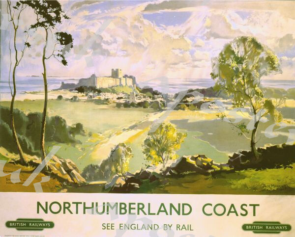 Vintage British Rail Northumberland Bamburgh Railway Poster A4/A3/A2/A1 Print