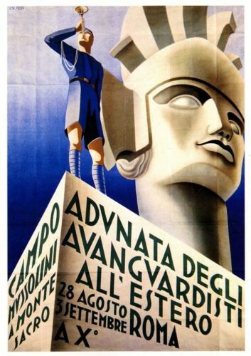 1930's Italian Political  Poster Mussolini A3 reprint