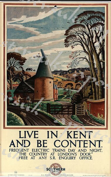 Vintage Live In Kent and Be Content Railway Poster A3/A4 Print