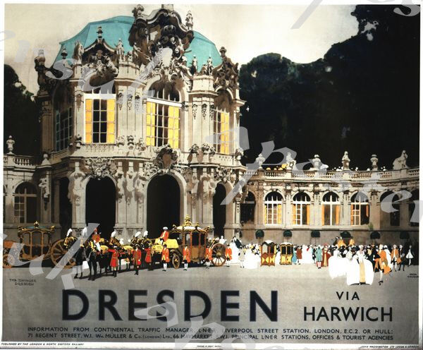 Vintage LNER Dresden via Harwich Railway Poster A3/A4 Print