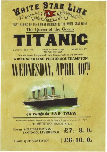 White Star Line Titanic Advert A3 Poster Reprint