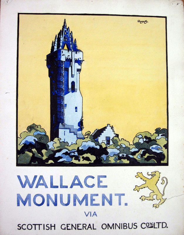 Vintage Scottish Bus Poster Wallace Monument Poster A3/A2 Print