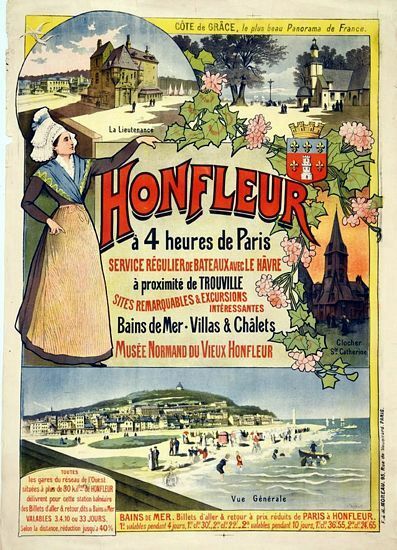 Vintage Honfleur Normandy France Tourism Poster A3 Print
