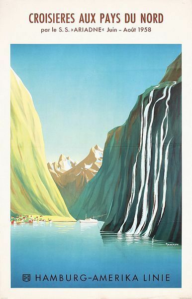 1958 North Sea Cruise Norway Fjords Poster  A3 Print