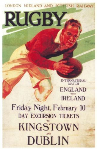 1928 LMS Railway Ireland England Rugby A3 Poster print