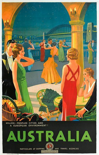 Vintage Australia Sydney Harbour Party Tourism Poster A3 Print