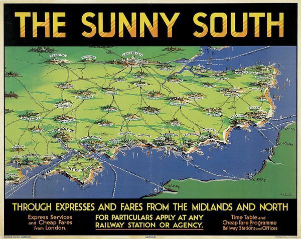 Vintage Southern Railways The Sunny South Railway Poster A3 Print