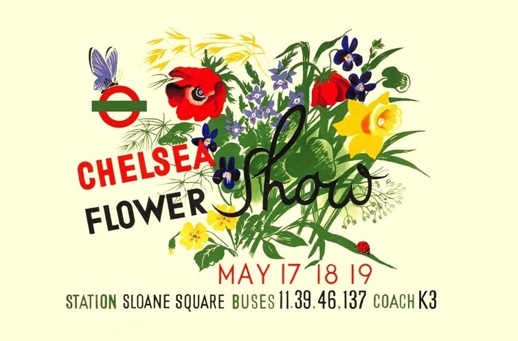 VINTAGE 1939 CHELSEA FLOWER SHOW LONDON A3 POSTER REPRINT