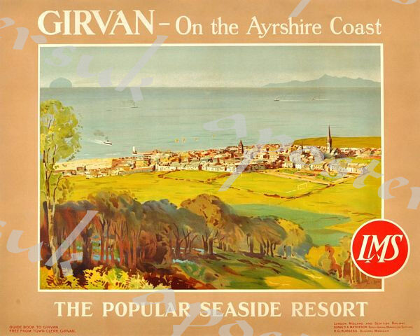 Vintage LMS Girvan Ayrshire Coast Railway Poster A3/A4 Print
