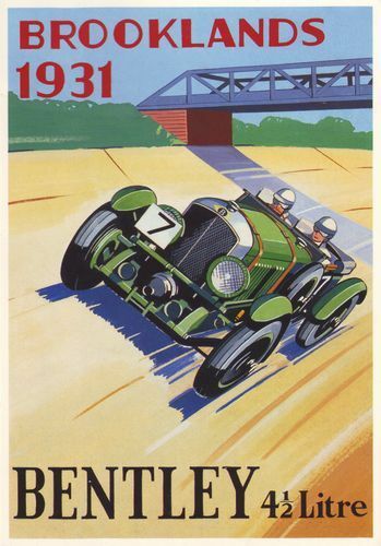 1931 Brooklands Bentley Motor Racing Poster A3 Reprint