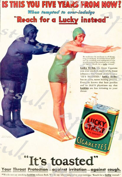 Vintage Lucky Strikes Lose Weight By Smoking Advetisement Poster A3/A4 Print