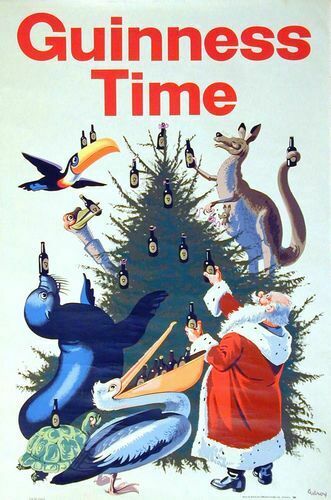 Vintage Guinness Time Christmas Advertisement Poster Print A3/A4