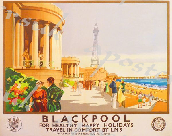 Vintage LMS Blackpool Railway Poster A3/A4 Print