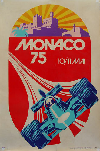 Vintage 1975 Monaco Grand Prix A3 Poster Reprint