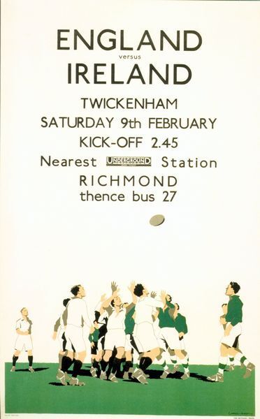1934 England vs Ireland Rugby at Twickenham Poster A3/A2/A1 Print