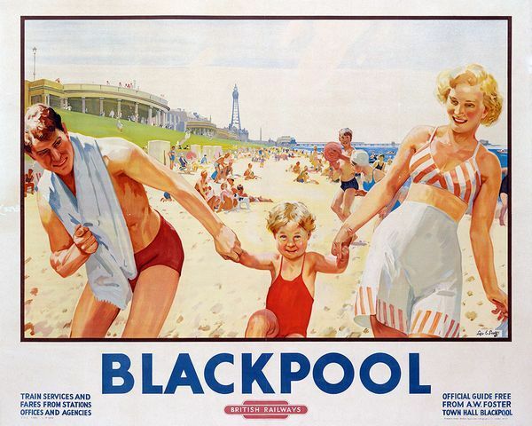 Vintage British Railways Blackpool  Railway Poster  A3 Print