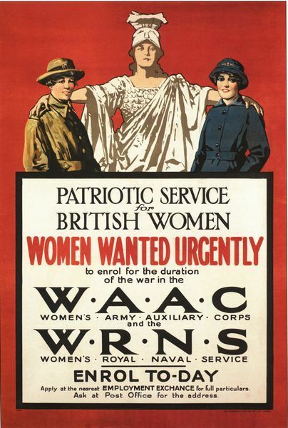 Vintage World War 1 British WAAC WRNS Recruitment Poster A3/A2/A1 Print