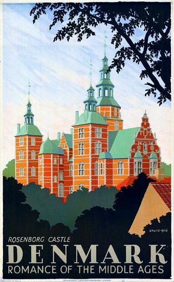 Vintage Rosenborg Castle Denmark Tourism Poster A3 Print