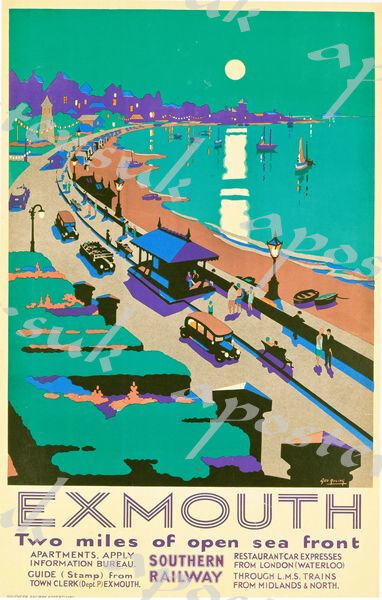 Vintage Southern Railways Exmouth Railway Poster A4/A3/A2/A1 Print