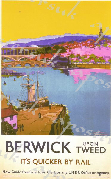 Vintage LNER Berwick Upon Tweed Railway Poster A4/A3/A2/A1 Print