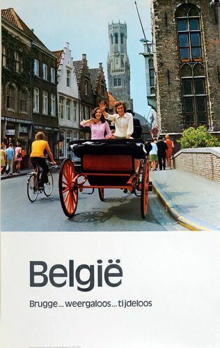 Vintage 1970's Brugge Belgium Tourism Poster Print A3/A4