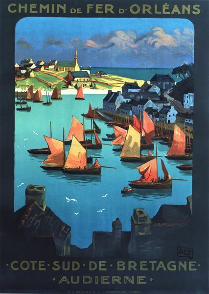 Vintage Audierne Bretagne Coast French Travel Poster A3/A2/A1 Print