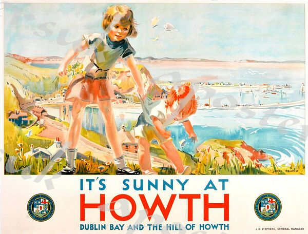 Vintage Howth Dublin Bay Irish Railway Poster A3/A4 Print