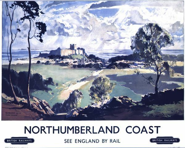 Vintage British Rail Northumberland Coast Railway Poster A3/A2/A1 Print