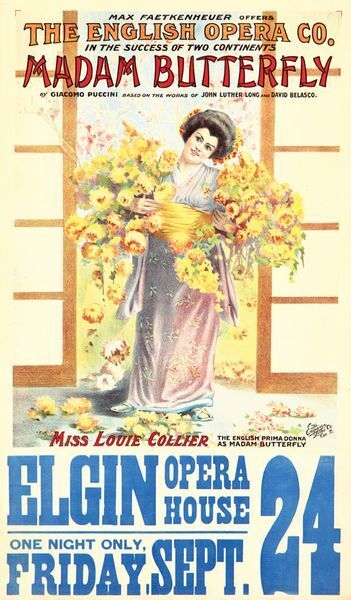 Vintage English Opera Company Madam Butterfly Poster   A3 Print